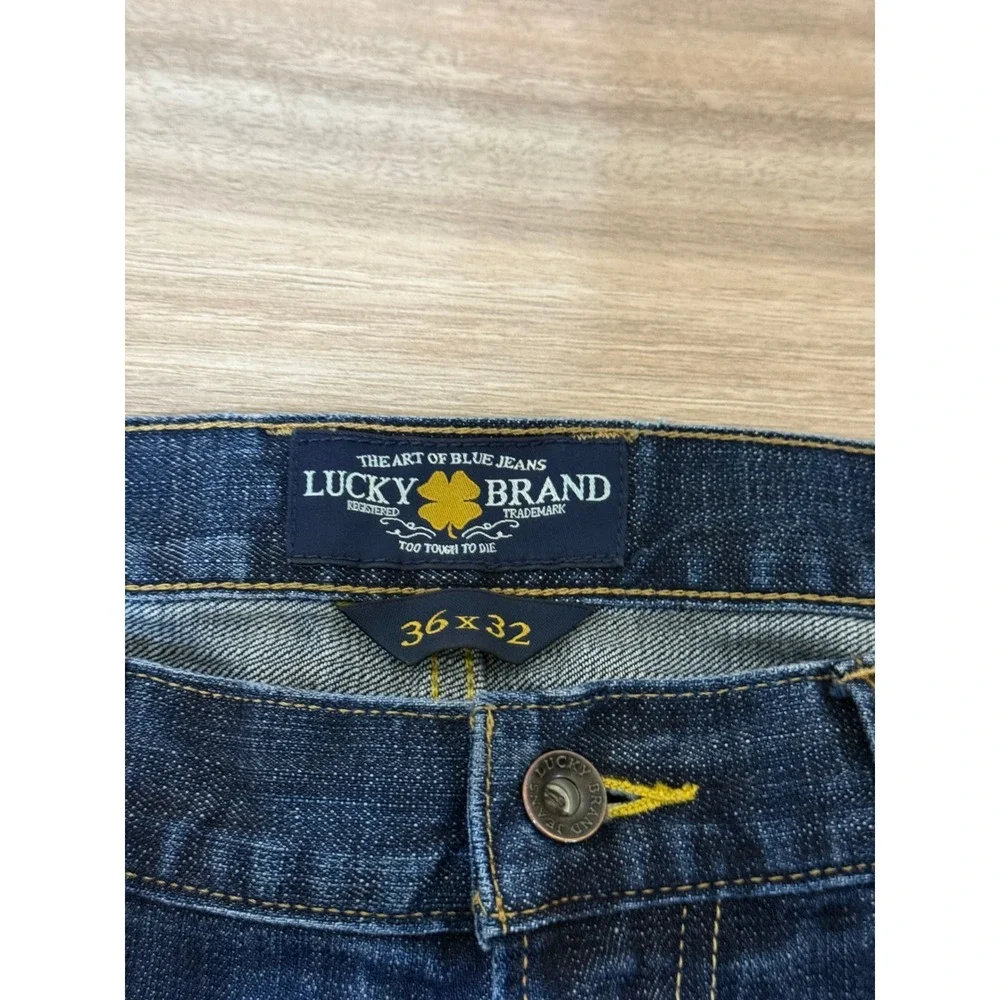 Lucky Brand Men 361 Vintage Straight Jeans 37x31.5 Blue Dark Wash Denim American